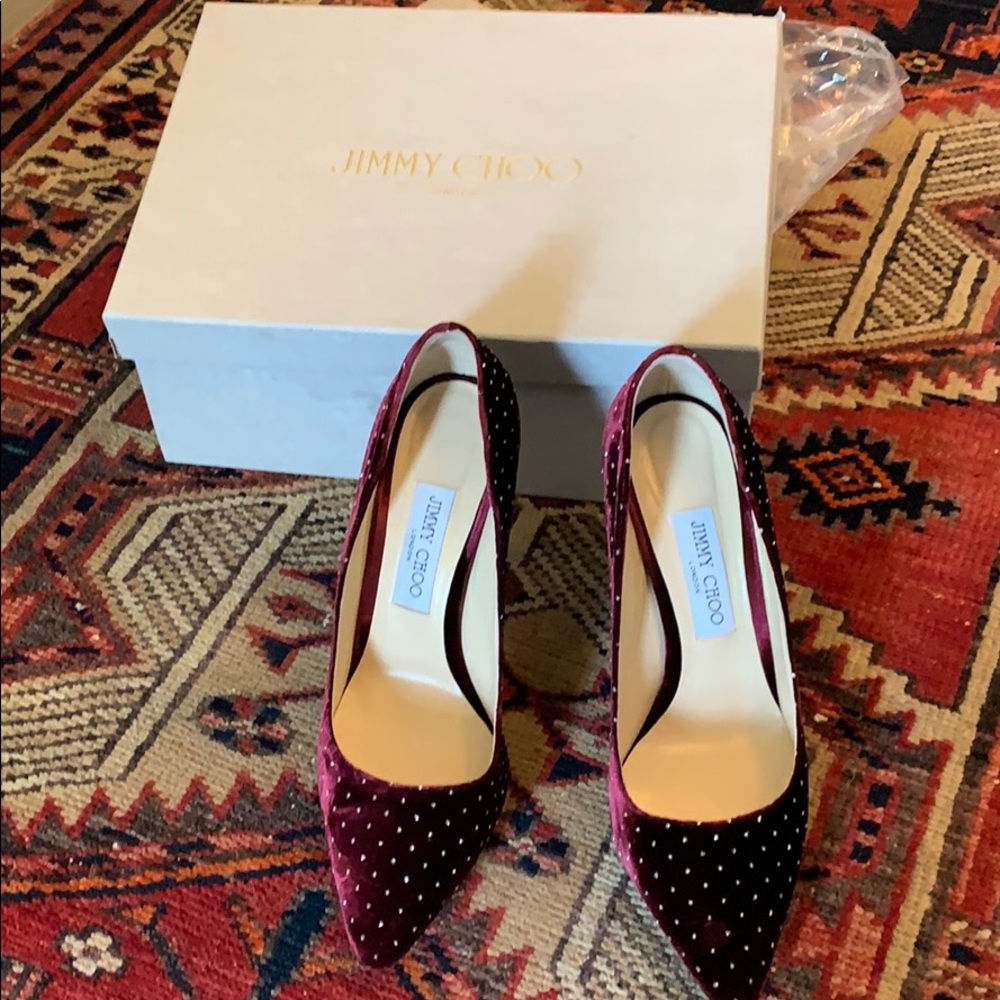 Jimmy Choo Romy 100mm Glitter Velvet Pump 39.5